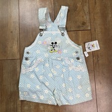 Vintage Mickey Mouse Disney Denim Flower Overalls Toddler Kids Youth 4T NWT