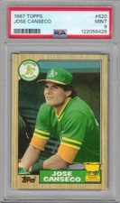 1987 Topps #620, Jose Canseco RC Oakland A's, All-Star Rookie,  PSA 9, Mint