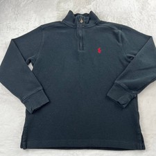 Polo Ralph Lauren 1/4 Zip Boys size Medium Black ribbed Pullover Shirt