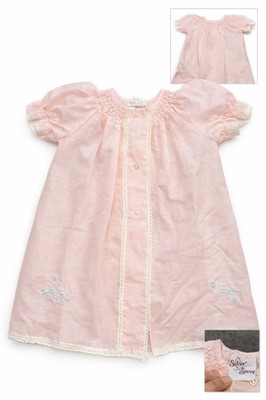 Silver Spoon Pink A-Line Puff Sleeve Dress Lace Embroidery Cotton 3 Months