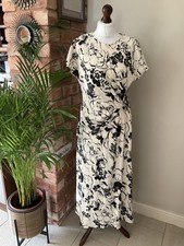 Zara Dress Size XL uk 14-16 Cream Black Pattern Party Occasion Wedding