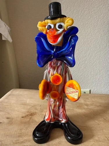 VTG Vetro Artistico Murano Venetian Hand-blown Glass Clowns Figurine
