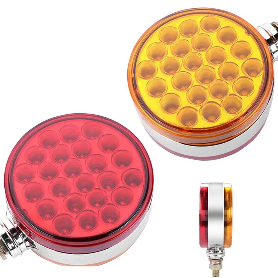 2X 4" Cara Redonda Doble 48 LED Guardabarros Freno Pedestal Señal Giro Luz Ámbar/Rojo Foto 3 de 4