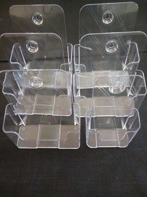 Lot Of 6 U-Line Clear Acrylic Lierature Display Stands With Hanger Hole. New.