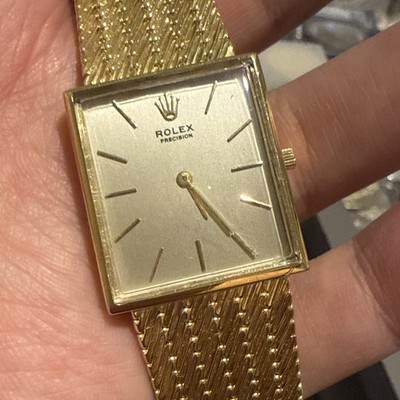 Rolex Vintage 18k Yellow Gold Working! Square Watch 70s Rock Out