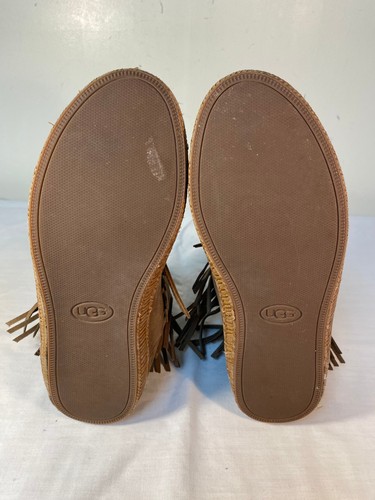 UGG Alexia Moccasin ankle Boots Women's Brown Leather Fringe Studded - US 8 - Picture 6 of 6