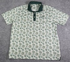 PUMA Men's Size XL Pique Flower Fields Golf Polo Dark Myrtle / White Glow Green