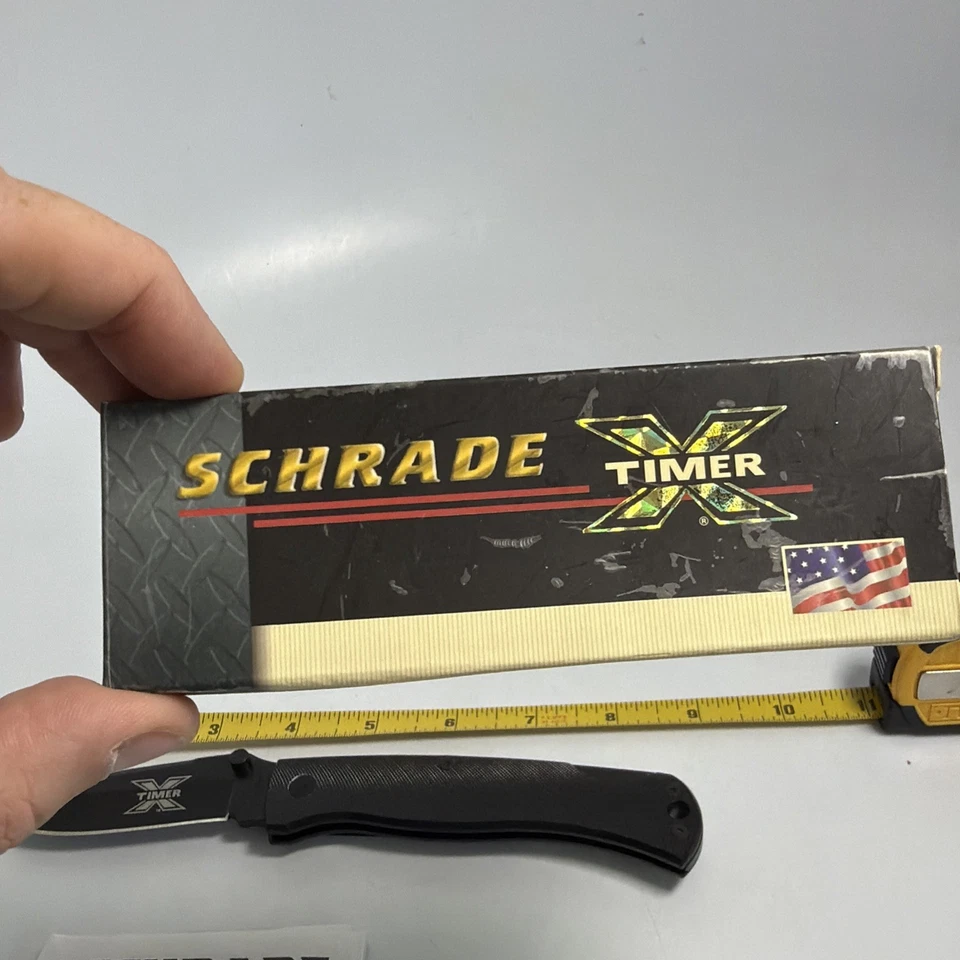 NUEVO EN CAJA Cuchillo Schrade X-Timer 70TXB Negro Mango de Aluminio Bloqueo Como Nuevo Afilado Foto 4 de 4
