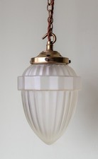 Art Deco Frosted Glass Acorn Pendant Light (Vintage, Antique)