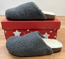 Dream Pairs Women's Faux Sherpa Cork Indoor/Outdoor Slippers Grey Size 9 NEW