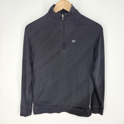 Travis Mathew Womens Medium 1/4 Zip Pullover Sweater Golf Black Pelican Hill