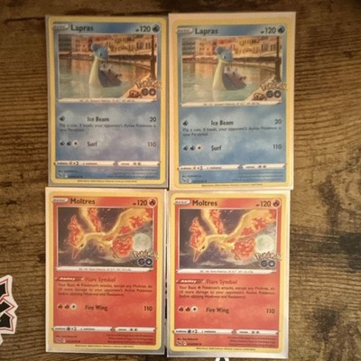Pokémon TCG Pokémon GO Lapras & Moltres Basic Holo Lot 4 Cards 2022 English