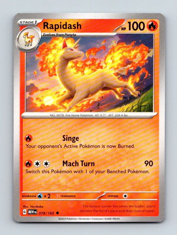 Rapidash 078/165 Uncommon SV: Scarlet & Violet 151 Pokemon Near Mint