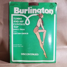 Burlington Hose Pantyhose Tummy  Hip Control Extra Long 718 Beige 1980s NOS