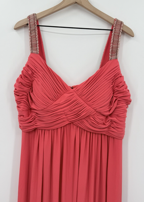Calvin Klein Dress 14W Orange Coral Beaded Formal Tropical Wedding Long NEW  | eBay