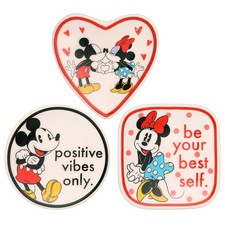 Disney Mickey and Minnie Multicoloured Ceramic Gift 3 piece Boxed Trinket Tray S