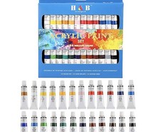 Acrylic Paint Set Tube 24 x 12ml. perfect For Canvas,Wood,Ceramic. Vivid colours