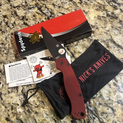 Spyderco Paramilitary 2  Red  St Nicks Exclusive,  RARE   CPM 4V  DLC C81GPRDBK2