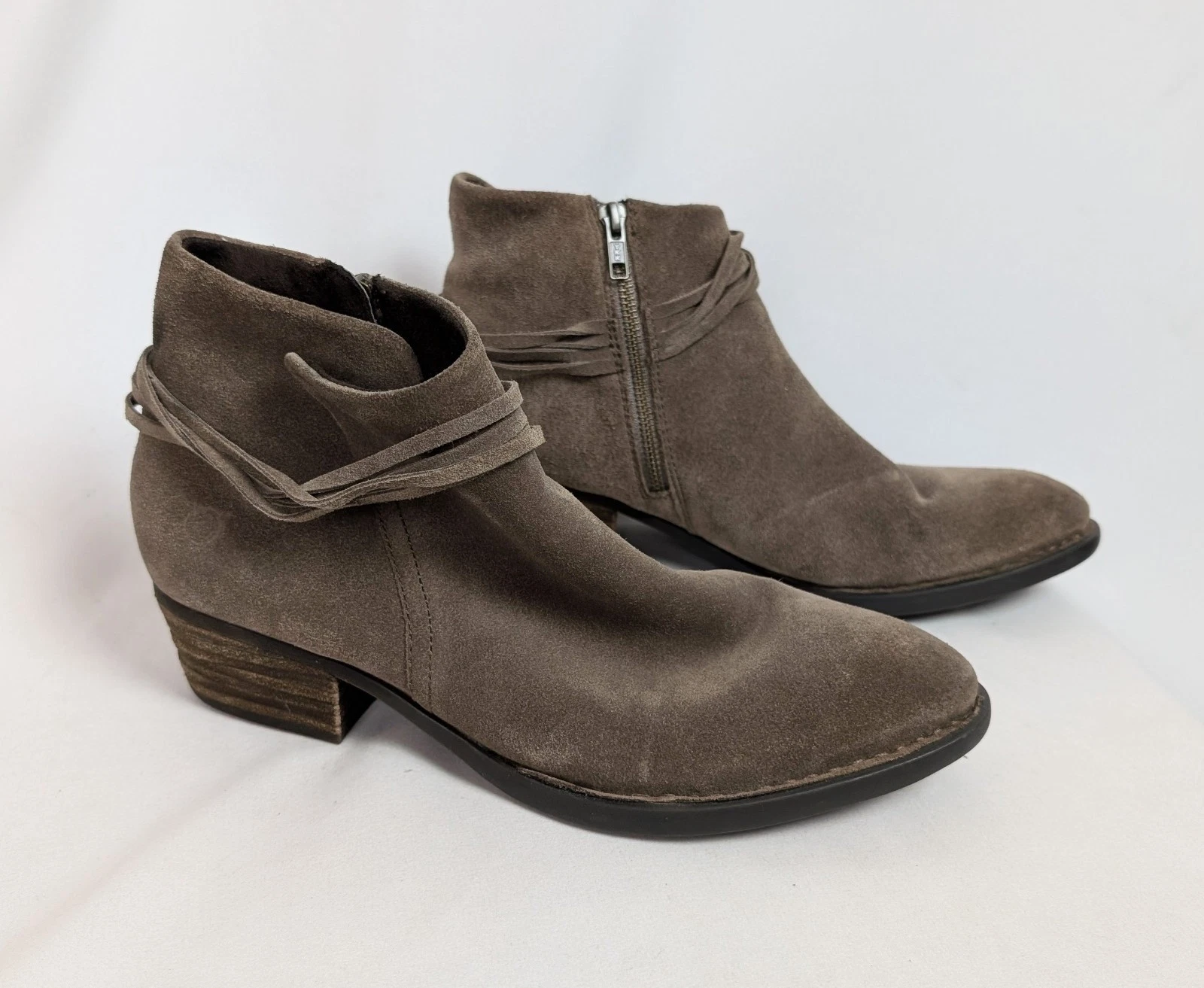 Born 11 M Suede Leather Ankle Booties Heeled Ankle Boots Stappy Western Boho