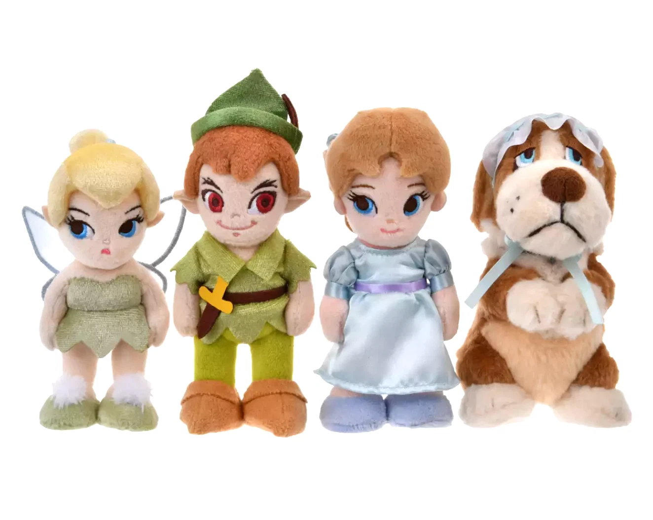 Tokyo Disney Store Peter Pan Wendy Tinker Bell Nana Plush set of 4 Disney stanDs
