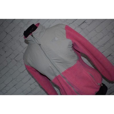 The North Face Fleece Jacket Girls Kids Size XL Full Zip Pink Gray Polyester 