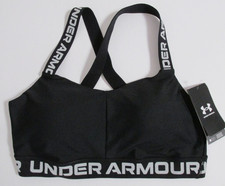 Women's Under Armour Crossback Strappy Low Support Sports Bra Black Size Large