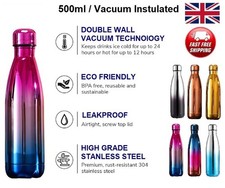 Stainless Steel Water Bottle Insulated Thermal Double Wall Vacuum Flask 500ml