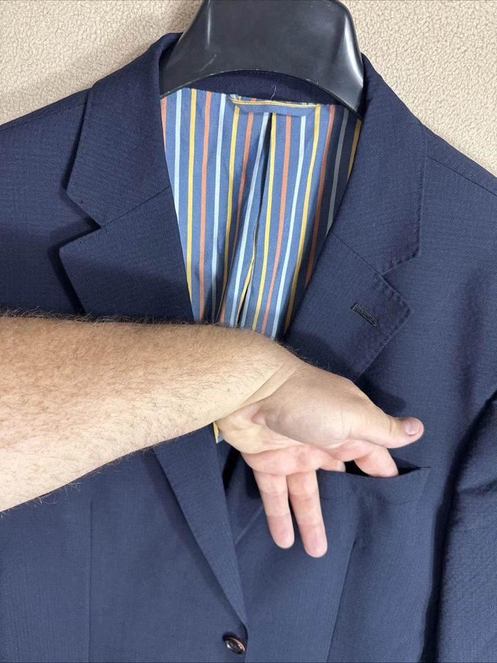 Abrigo Deportivo Ibiza Carini Lana Elastizado Texturizado Azul Marino Oscuro 44L 2 Botones Foto 3 de 4