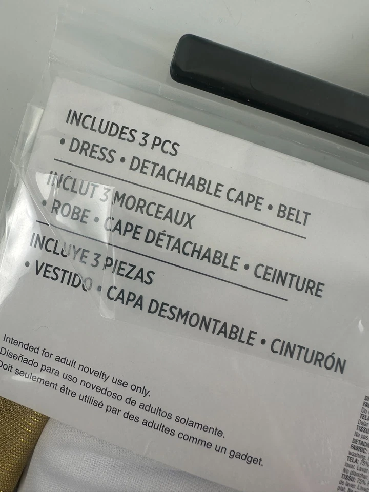 Vestido de Diosa Griega Disfraz Blanco Dorado Vestido Desmontable Capa Cinturón Mujer S/M Foto 4 de 4