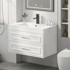 30" White Wall-Mount Bathroom Vanity with Ceramic Sink, Soft-Close Drawers