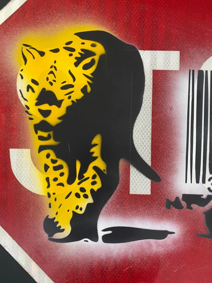 Very Rare Banksy Original spray stencil  Street Sign Painting 2006 - Image 2 of 4