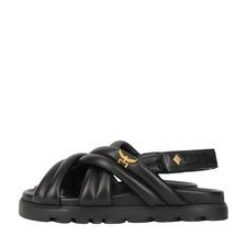 MCM Damen Schuhe Sandalen Gr. 36 Schwarz Lede...
