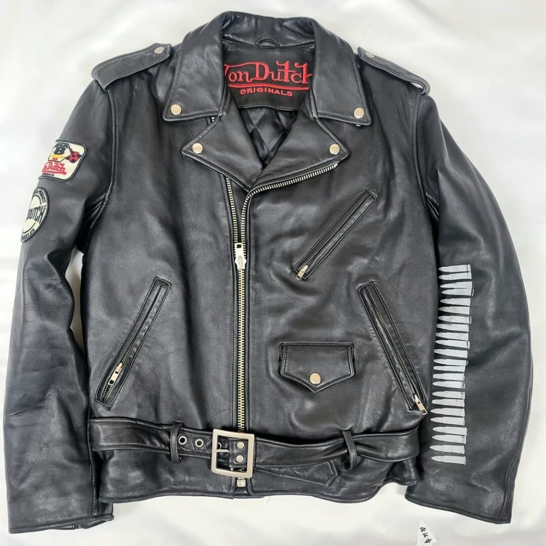 Vintage Von Dutch Leather Mens XL Jacket Motorcycle Racing