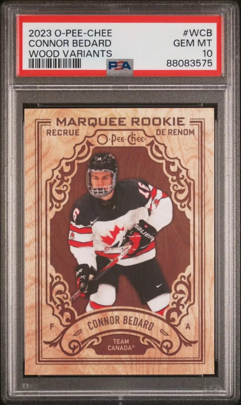 2023 O-Pee-Chee Marquee Rookie Connor Bedard Wood Variant Easter Egg #WCB PSA 10