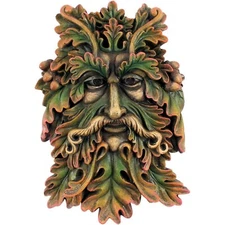 Green Man Wall Plaque – Pagan Tree Spirit Garden Decor Ornament 22cm Resin