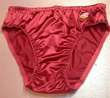 Women Panties Bikinis GRACE Size XL.Burgundy Silky Satin W/Decoration Elastic