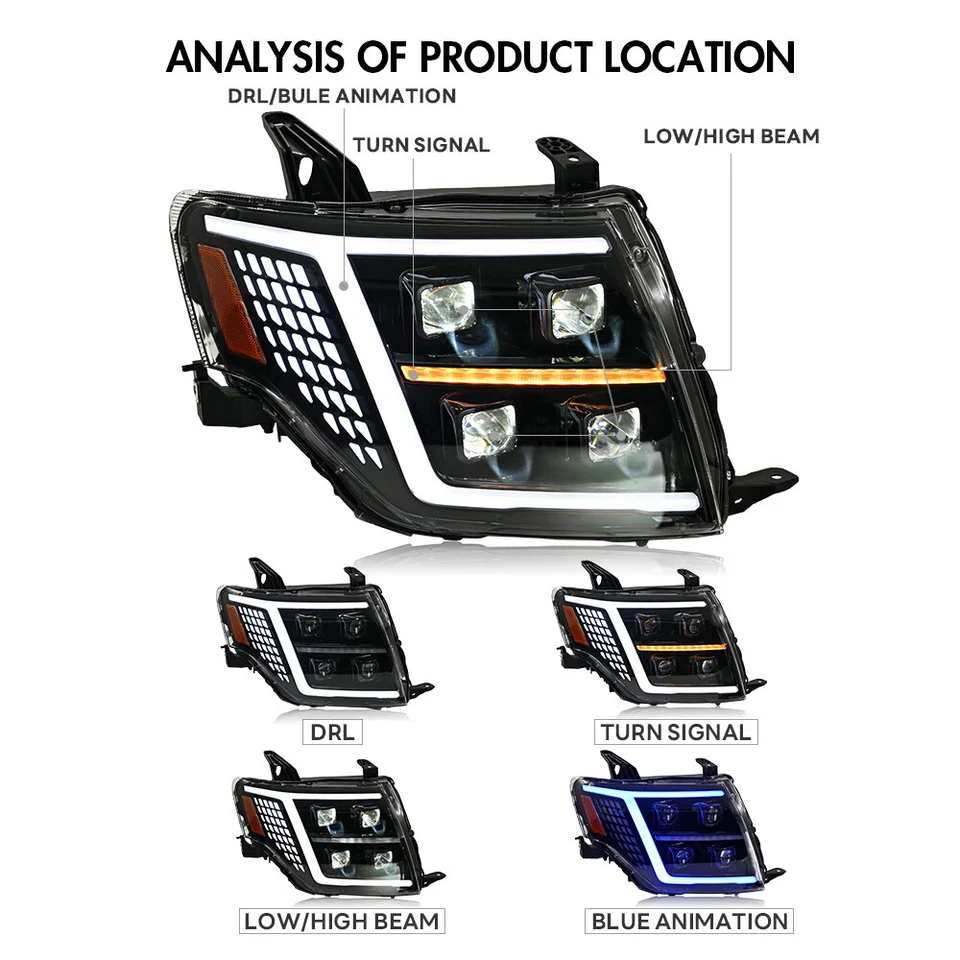 Pair LED Headlights For Mitsubishi Pajero / Montero V93 V97 2009-2021 Head Lamp - Image 4 of 4