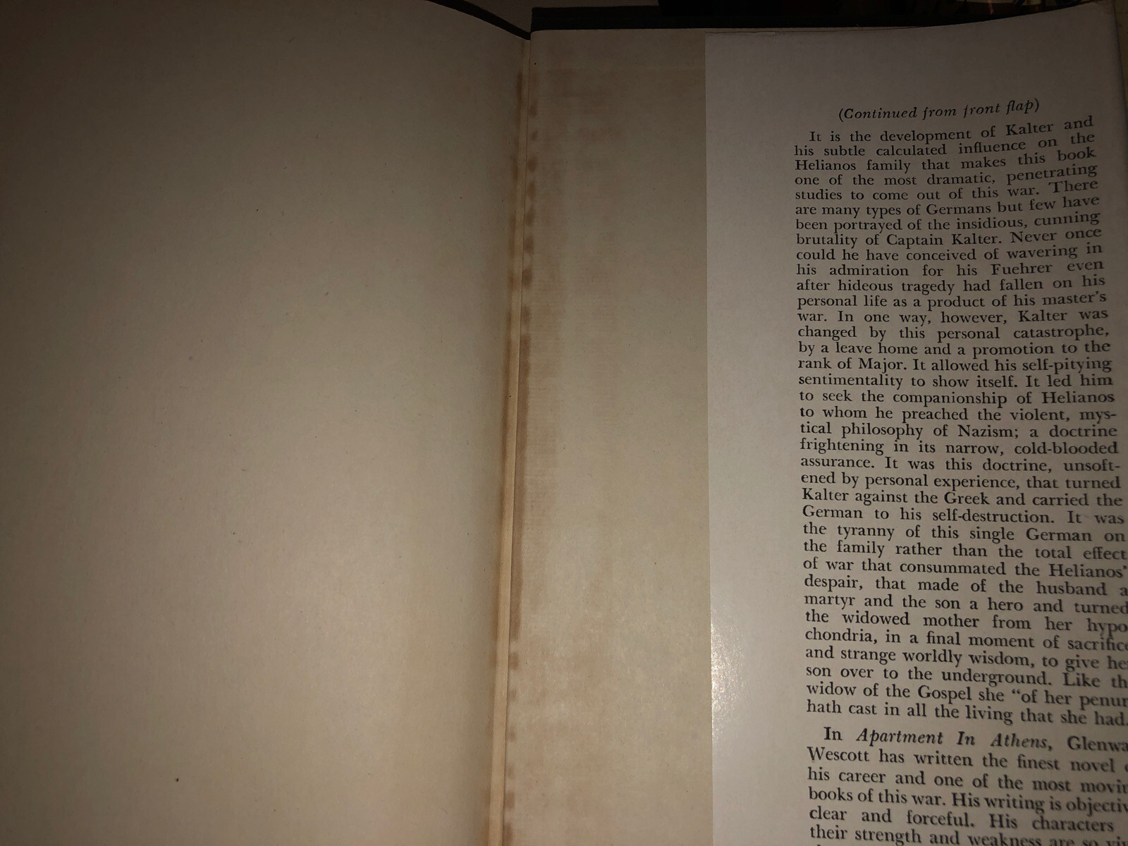 Apartment in Athens. Glenway Wescott. 1945 WWII German Treatment of the Greeks eBay