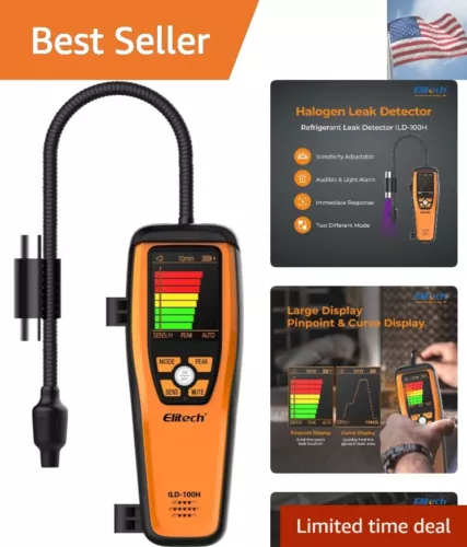 HVAC Refrigerant Leak Detector Heated Diode Sensor Halogen Freon Sniffer, Air...