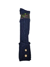 NWT Tipi Toe Marled Navy Blue Cable Knit Knee High Boot Socks Over Knee Socks