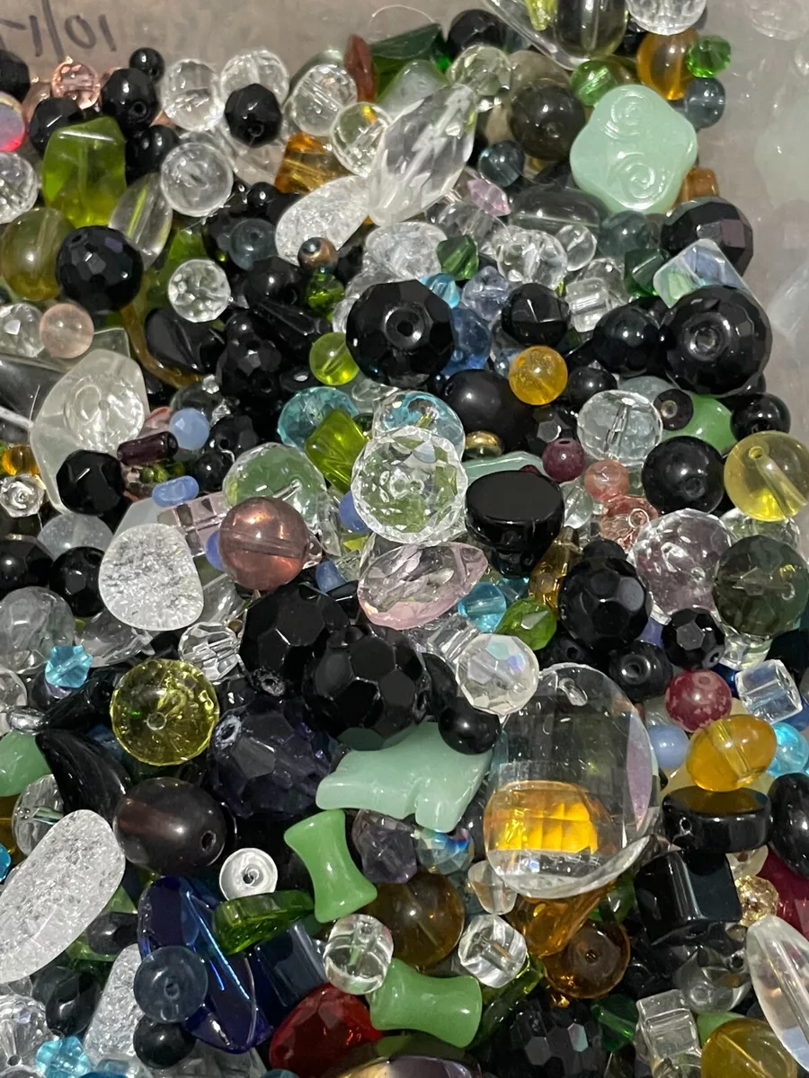 1/2 Pound Glass & Crystal Loose Assorted Beads-For Jewelry Making Free  Shipping