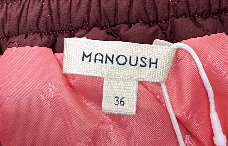 Minifalda Manoush Granate Floral Bordada Acolchada Dobladillo Festoneado Talla 36 Foto 4 de 4