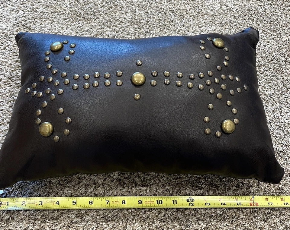 Подушка поясничная искусственная коричневая кожа 10x16 деревенская западная тема горного ранчо - Изображение 4 из 4