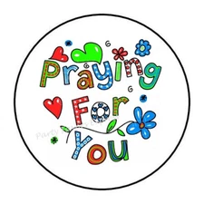 30 PRAYING FOR YOU ENVELOPE SEALS LABELS STICKERS 1.5" ROUND