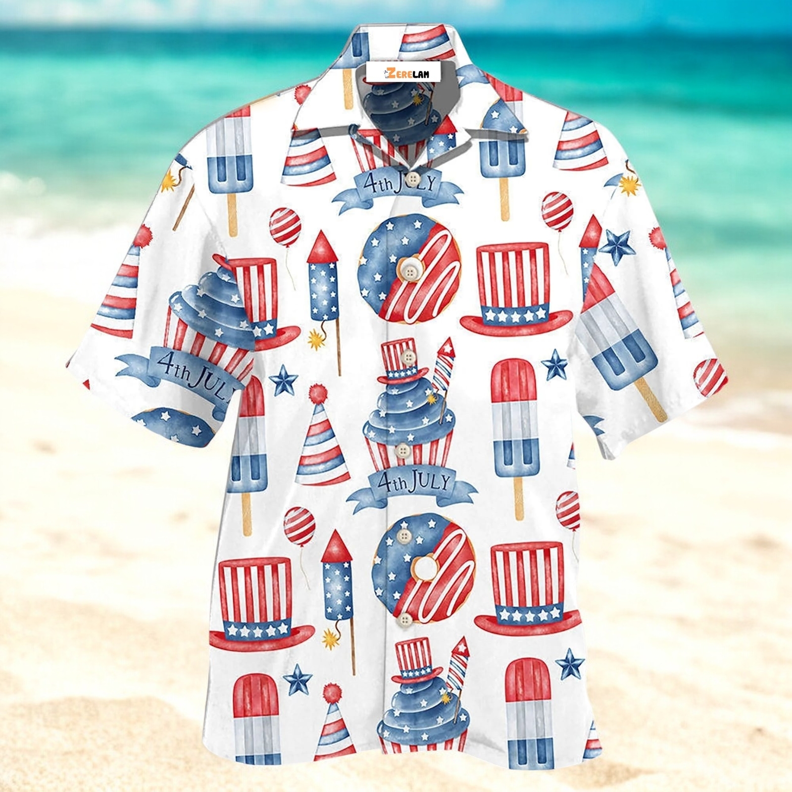 Men’s America Independence Day Art Hawaiian Shirt US Size Summer Style
