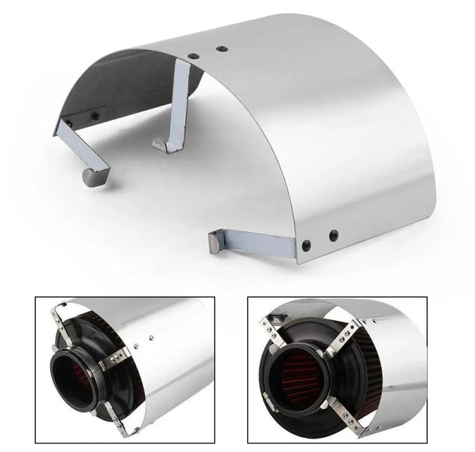 Filtro de admisión de aire frío de acero inoxidable para automóvil protector térmico cubierta cono movimiento 2,5"-5" Foto 2 de 4