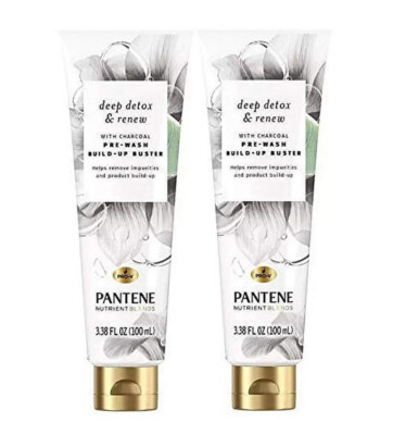 2 Pantene Nutrient Deep Detox & Renew Pre-Wash Build-Up Busters Charcoal 3.38 oz
