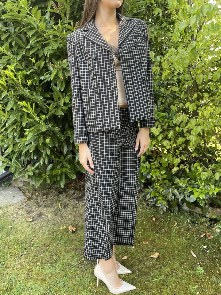 TARA JARMON Suit FR 36/38 UK 8/10 Vanni Jacket Black Plaid Penelope Mid Rise - Image 4 of 4