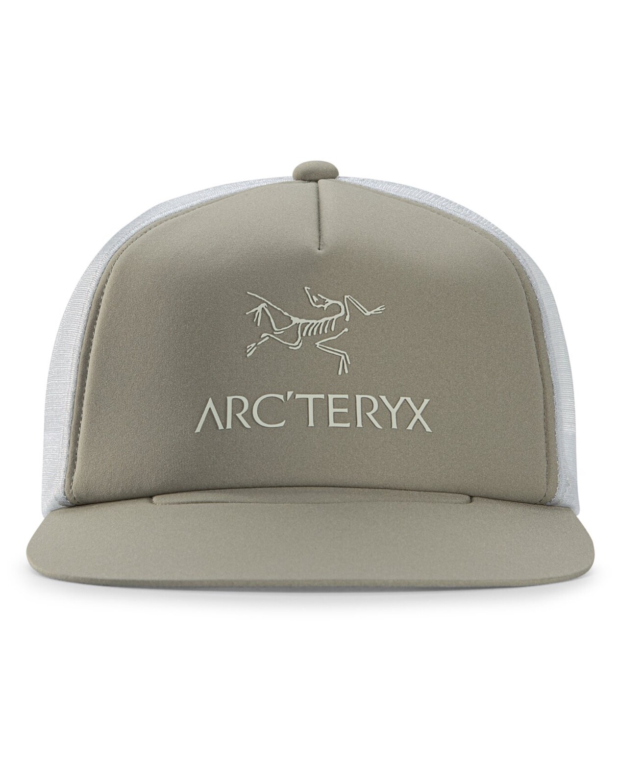 *NUOVO con ETICHETTE!* Cappello camionista a tesa piatta con logo Arc'teryx in foraggio (oliva)