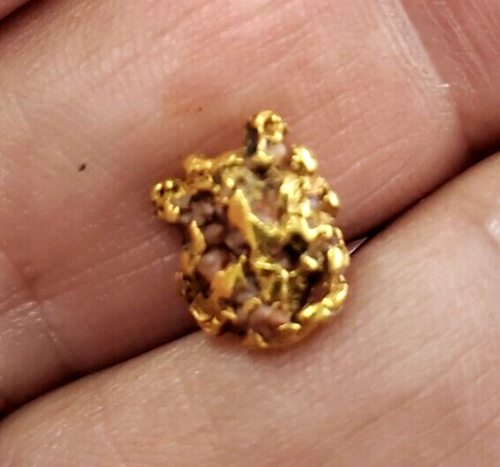 24K Gold Nugget with Stones Embedded Tie Tack/Lapel Pin - Picture 2 of 10